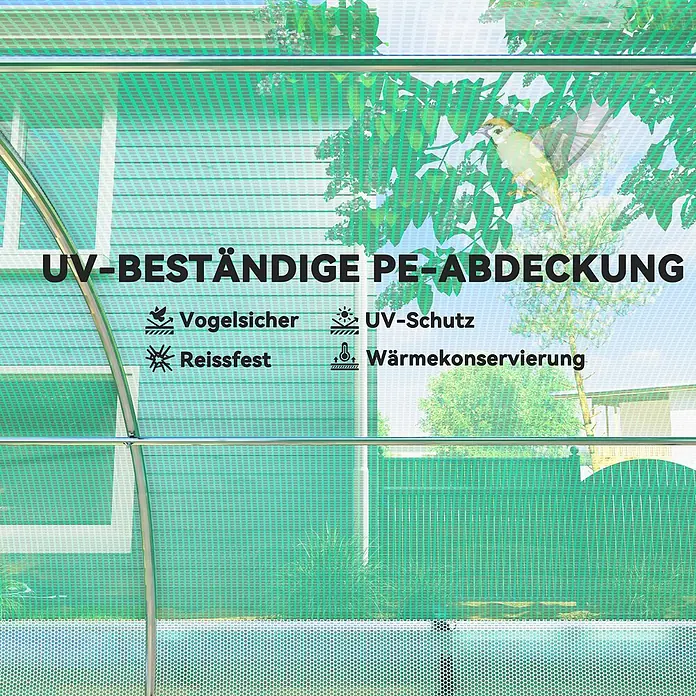 Outsunny Gewächshaus Outsunny-Folientunnel - Außenmaß inkl. Dachüberstand (B x T): 6 x 3 cm, Material Seitenwand: Kunststoff, 2 mm