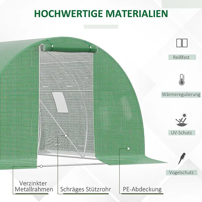 Outsunny Gewächshaus - 300 x 300 cm, Material Seitenwand: Kunststoff