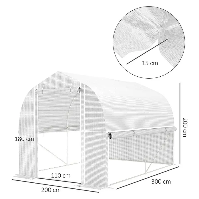 Outsunny Gewächshaus Outsunny-Gewächshaus - Außenmaß inkl. Dachüberstand (B x T): 300 x 200 cm, Material Seitenwand: Kunststoff, 2 mm