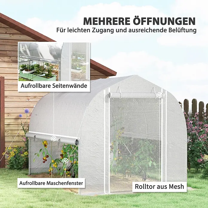 Outsunny Gewächshaus Outsunny-Gewächshaus - Außenmaß inkl. Dachüberstand (B x T): 300 x 200 cm, Material Seitenwand: Kunststoff, 2 mm