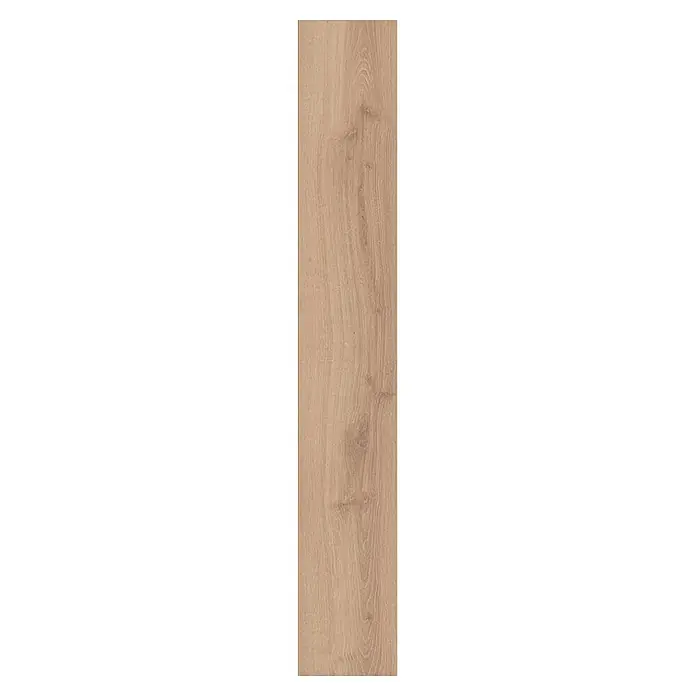 Krono Original Laminat Atlantic 8 - Beige Parioli Oak, Landhausdiele, 1.288 x 195 x 8 mm - Hellbraune Holzdiele mit sichtbarer Maserung und natürlichen Ästen.