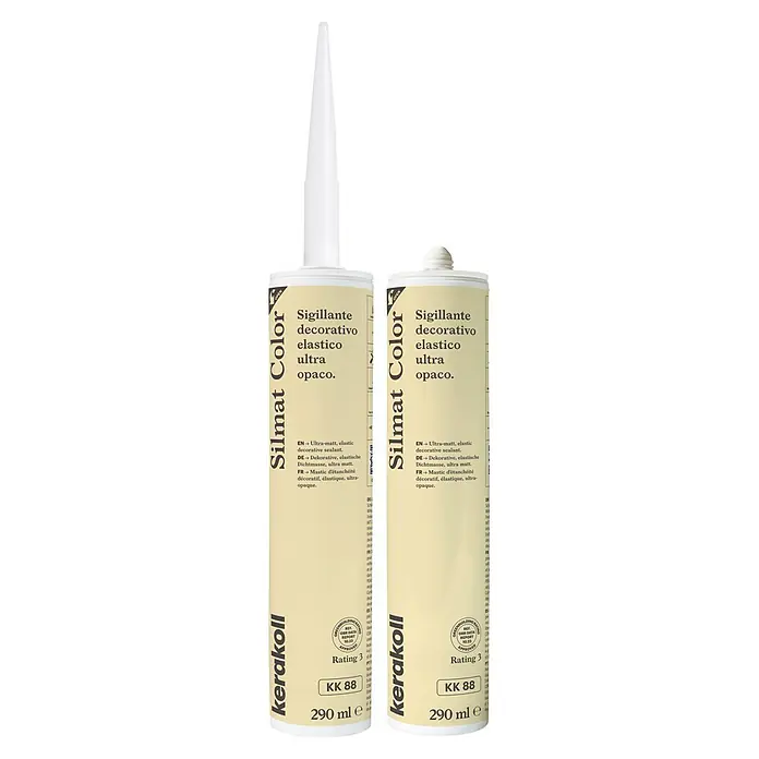 Kerakoll Sellador de resina - Silmat Color - Color: KK 88, 290 ml - Dos cartuchos de sellador decorativo elástico ultra-mate Kerakoll Silmat Color de color claro, 290 ml cada uno.