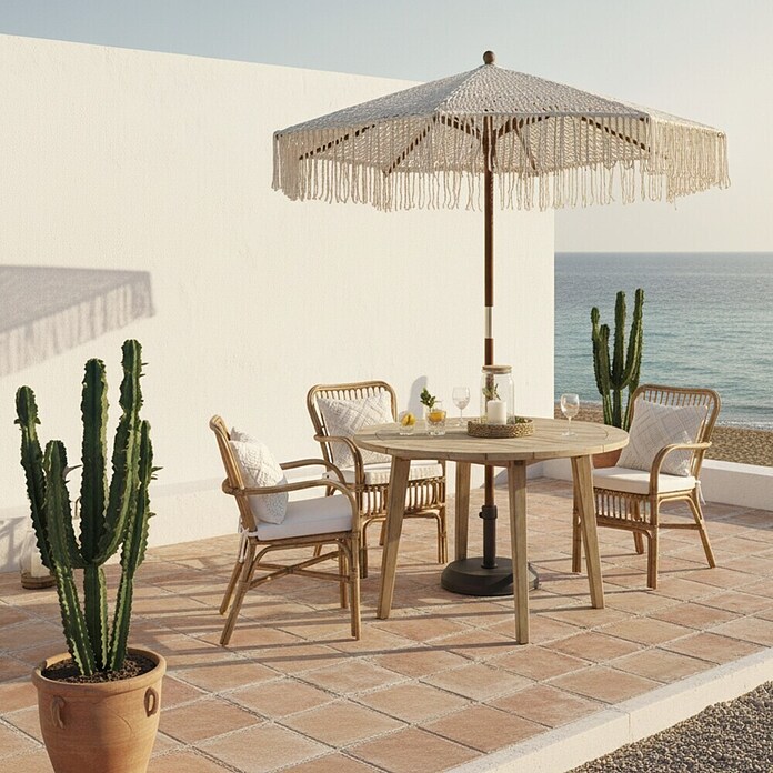 Parasol Macramé (Crudo, Diámetro de cobertura: 210 cm) | BAUHAUS