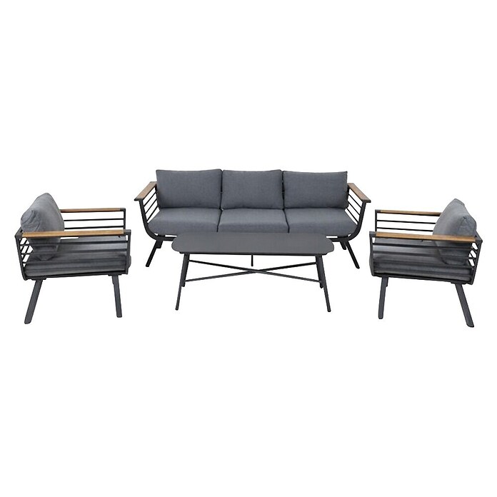 Kactus republic Conjunto de muebles Toronto (4 pzs., Aluminio/Madera sintética, Antracita) | BAUHAUS