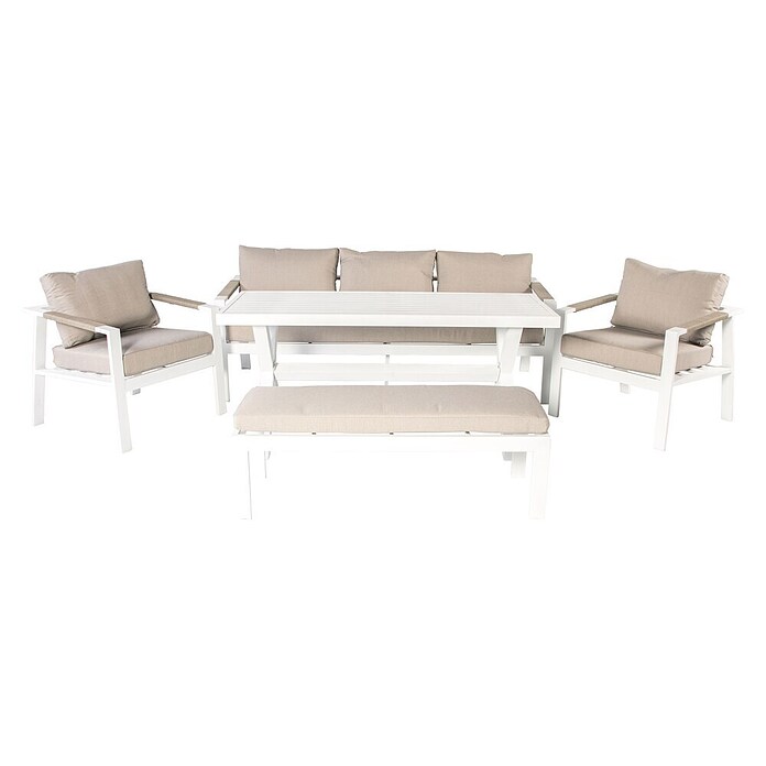 Kactus republic Conjunto de muebles Ímola (5 pzs., Aluminio/Olefina, Blanco) | BAUHAUS