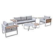 Kactus republic Conjunto de muebles Mónaco (5 pzs., Aluminio/Teca, Blanco) | BAUHAUS