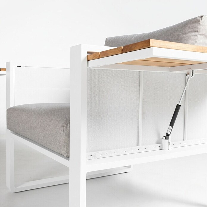 Kactus republic Conjunto de muebles Mónaco (5 pzs., Aluminio/Teca, Blanco) | BAUHAUS