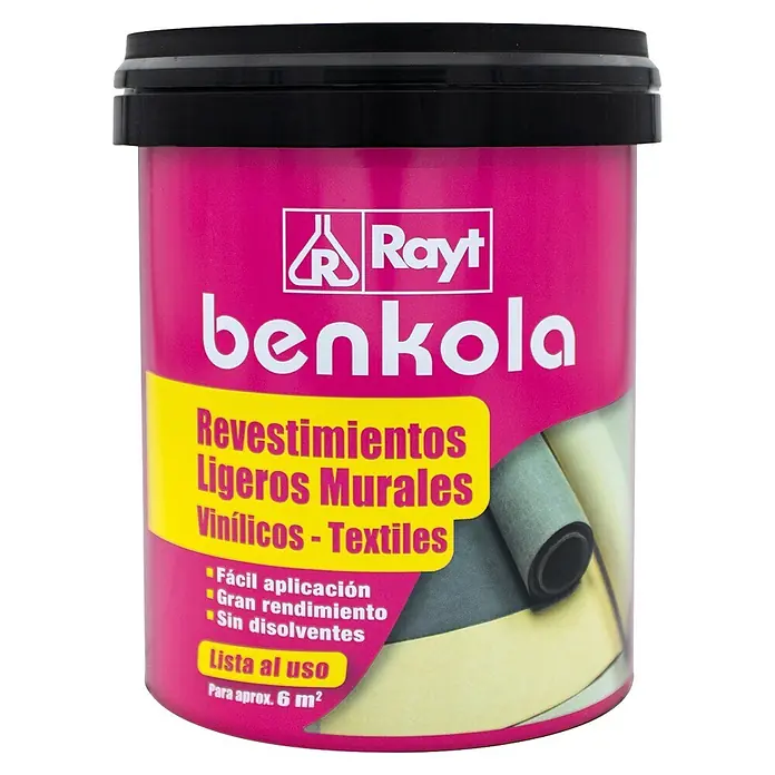 Rayt Cola de empapelado Benkola revestimientos - 1.000 g - Envase magenta de cola Rayt Benkola para revestimientos murales vinílicos/textiles, aprox. 6m².