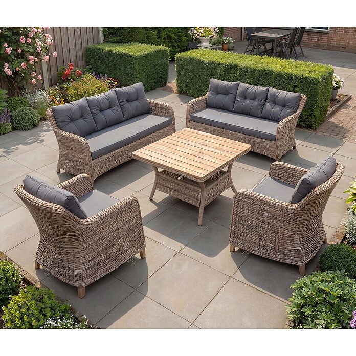 Loungeset PinPao (Acaciahout tafelblad, Bruin) | BAUHAUS