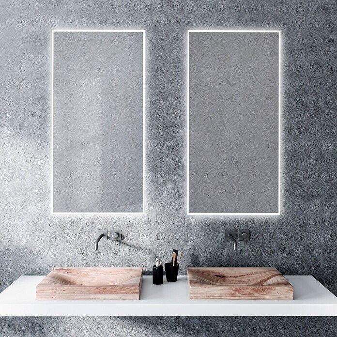 Espejo con luz LED Elegant (An x Al: 45 x 90 cm, Blanco frío, Rectangular) | BAUHAUS