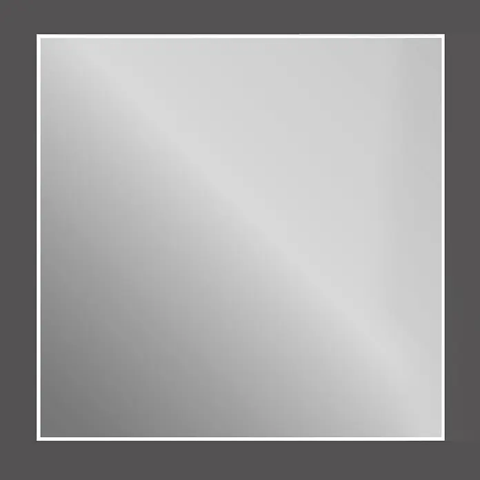 Espejo con luz Elegant - An x Al: 80 x 80 cm, Blanco frío - Espejo rectangular con superficie reflectante gris plateado y marco blanco delgado.