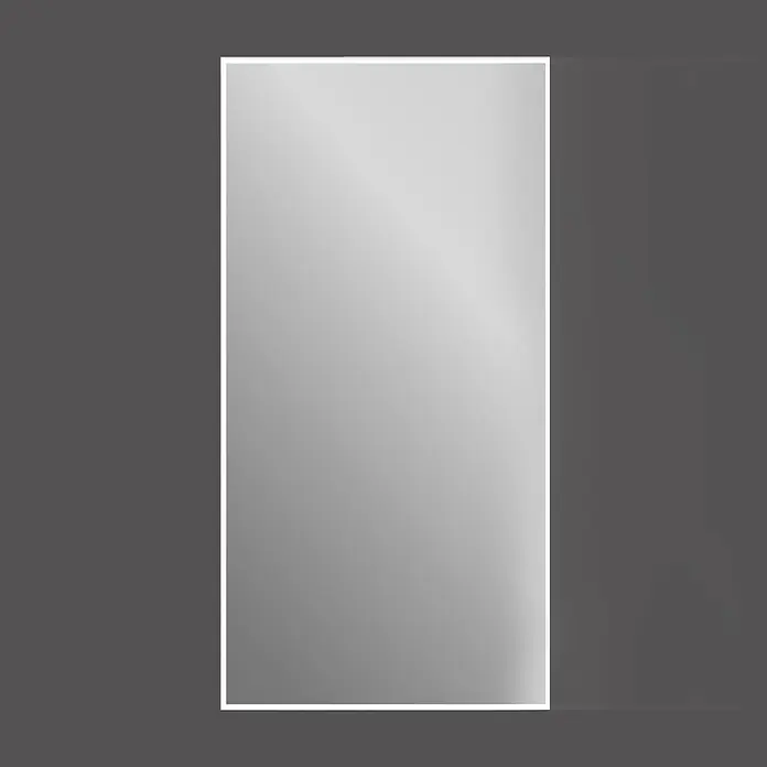 Espejo con luz Elegant - An x Al: 45 x 90 cm, Blanco frío, Rectangular - Espejo rectangular con superficie plateada reflectante y marco blanco fino.