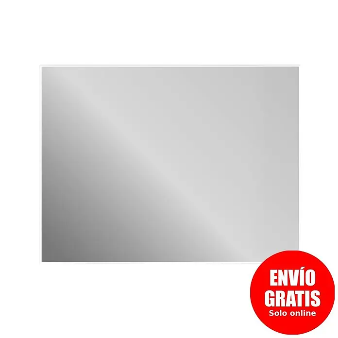 Espejo con luz Elegant - An x Al: 100 x 80 cm, Blanco frío - Espejo rectangular con marco blanco.