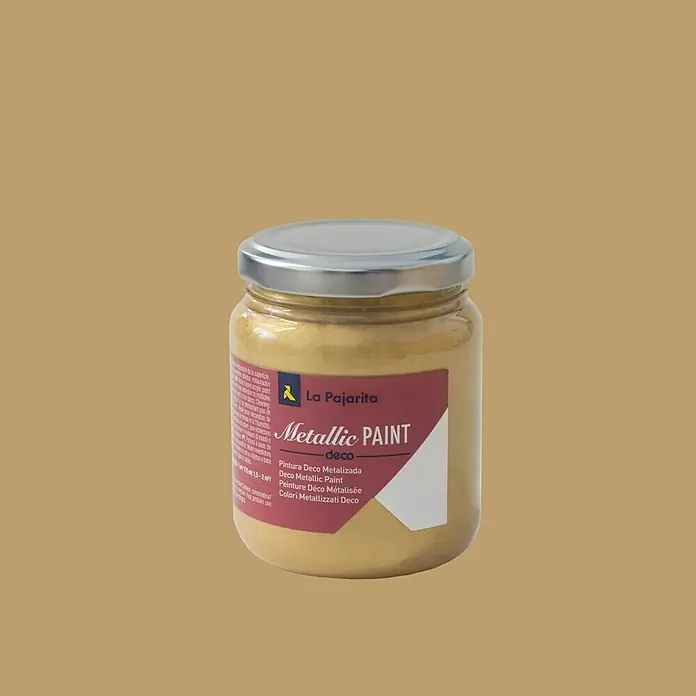 La Pajarita Pintura Metallic Paint - Rich gold, 175 ml, Brillante - Un tarro de pintura metálica Deco de La Pajarita, ideal para proyectos de manualidades y decorar superficies, para un toque metálico.