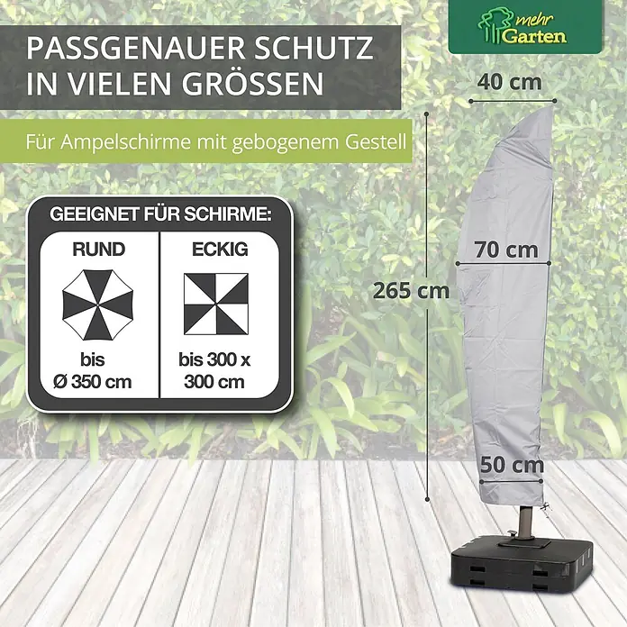 Mehr Garten Sonnenschirm-Schutzhülle - Polyester (PES), Grau