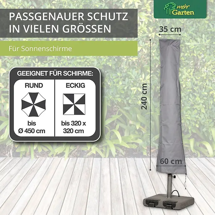 Mehr Garten Sonnenschirm-Schutzhülle - Polyester (PES), Grau