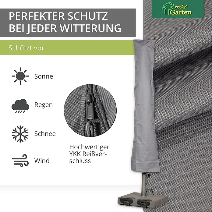 Mehr Garten Sonnenschirm-Schutzhülle - Polyester (PES), Grau