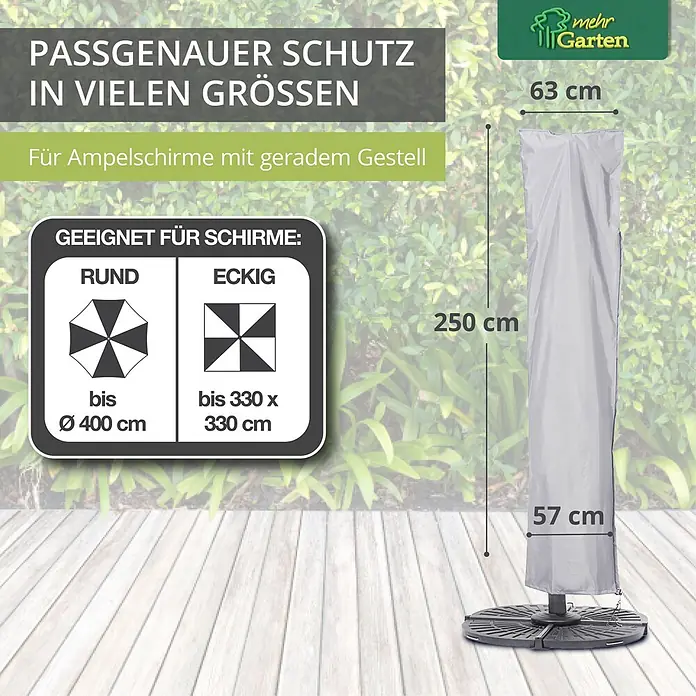 Mehr Garten Sonnenschirm Schutzhülle - Polyester (PES), Grau