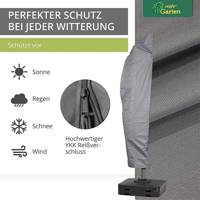Mehr Garten Sonnenschirm-Schutzhülle - Polyester (PES), Grau