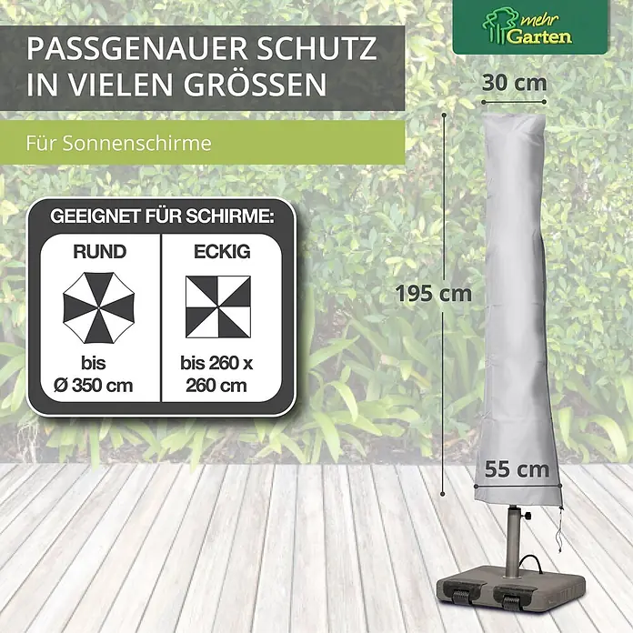 Mehr Garten Sonnenschirm-Schutzhülle - Polyester (PES), Grau