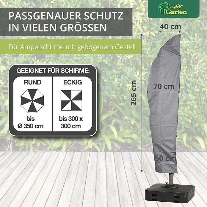 Mehr Garten Sonnenschirm-Schutzhülle - Polyester (PES), Grau