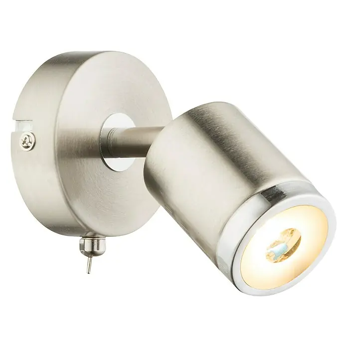 Tween Light LED-Wandstrahler Star - 5 W, L x B x H: 14 x 8 x 12 cm, Nickel matt, Warmweiß - Wandleuchte aus gebürstetem Nickel mit schwenkbarem Spot, perfekt für gezielte Beleuchtung in jedem Raum. Stilvoll und funktional.