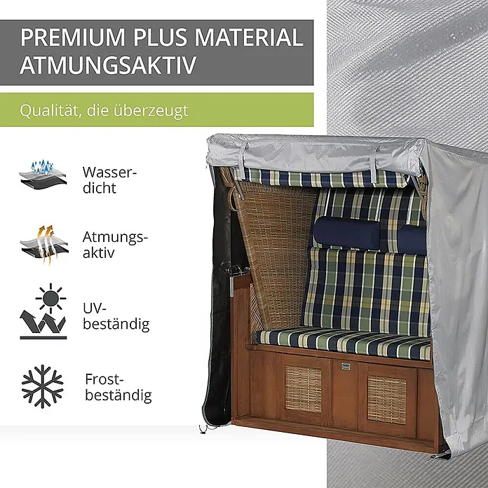 Mehr Garten Strandkorb-Schutzhülle - L x B x H: 100 x 137 x 165 cm, Polyester (PES), Grau