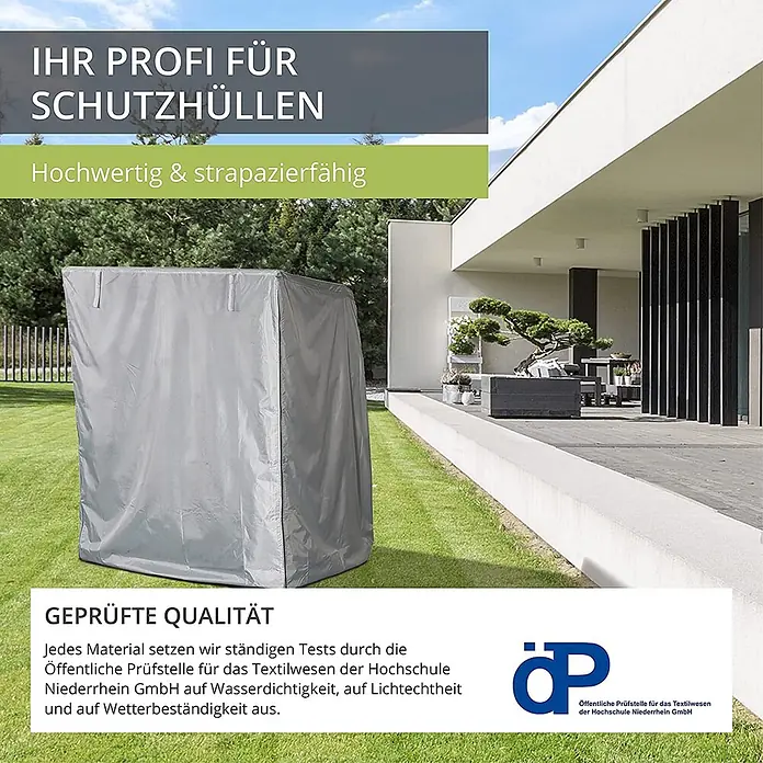 Mehr Garten Strandkorb-Schutzhülle - L x B x H: 100 x 125 x 165 cm, Polyester (PES), Grau