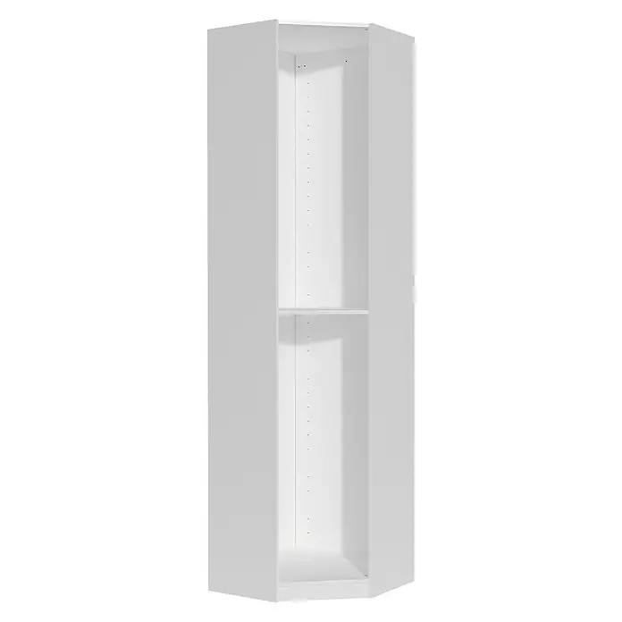 Finsa Módulo de armario rinconero - L x An x Al: 64 x 64 x 236 cm, Blanco, Melamina - Un armario esquinero blanco y delgado con un estante, que ofrece espacio de almacenamiento adicional. Ideal para espacios pequeños.