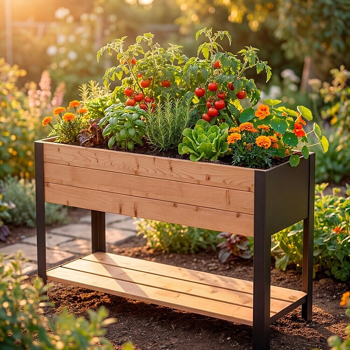 Upyard Huerto Modernbox alto (118 x 36 x 72 cm, Madera, Marrón/Negro) | BAUHAUS