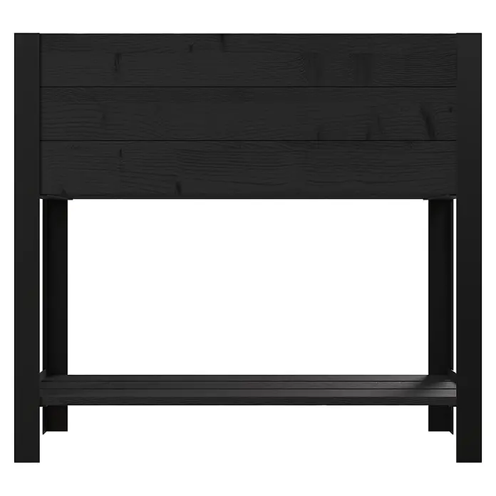 Upyard Hochbeet Modernbox hoch - 78 x 36 x 72 cm, Holz, Schwarz - Schwarzes Hochbeet aus Holz mit einer unteren Lattenablage.