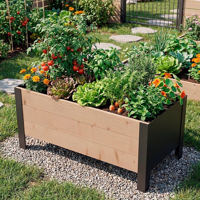 Upyard Pflanzkasten Modernbox niedrig (78 x 36 x 32 cm, Holz, Braun/Schwarz) | BAUHAUS