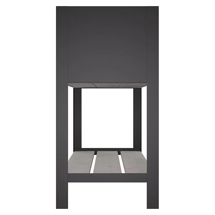 Upyard Hochbeet Modernbox hoch - 118 x 36 x 72 cm, Holz, Grau - Dunkelgraues offenes Bett- oder Bankgestell mit hellgrauen Holzlatten.