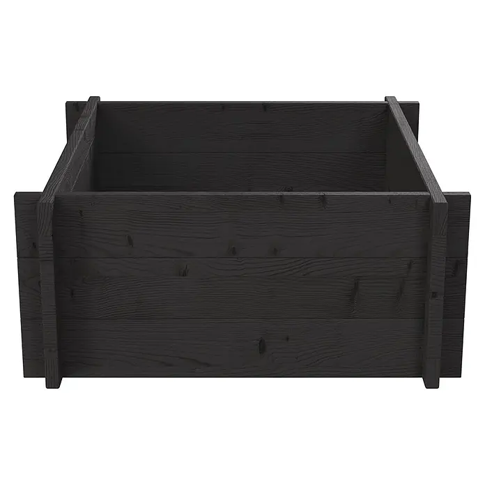 Upyard Hochbeet Multibox - L x B x H: 59 x 59 x 29,5 cm, Holz, Schwarz - Dunkelgraue Holzkiste mit offener Oberseite.