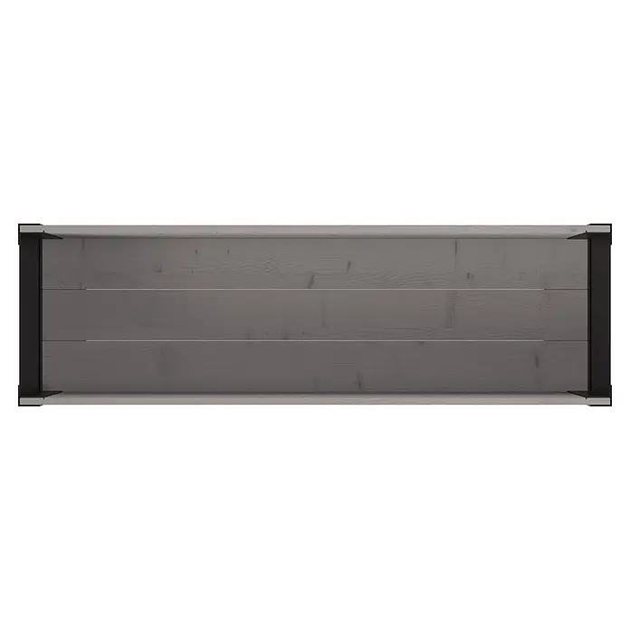 Upyard Hochbeet Modernbox hoch - 118 x 36 x 72 cm, Holz, Grau - Rechteckige graue Holztischplatte mit schwarzem Metallrahmen an den Seiten, von oben gesehen.