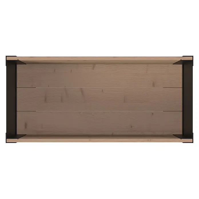 Upyard Hochbeet Modernbox hoch - 78 x 36 x 72 cm, Holz, Braun/Schwarz - Brauner Pflanzkasten aus Holz mit schwarzen Metalleckstützen, von oben betrachtet.