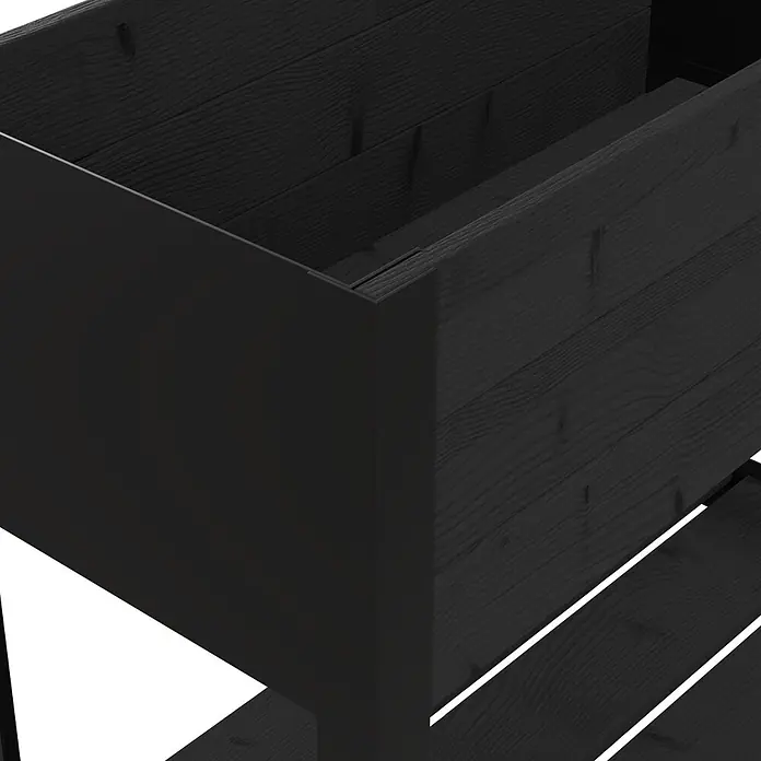 Upyard Hochbeet Modernbox hoch - 78 x 36 x 72 cm, Holz, Schwarz - Schwarzer Pflanz- oder Aufbewahrungskasten aus Holz mit sichtbarer Maserung und glatter schwarzer Platte.