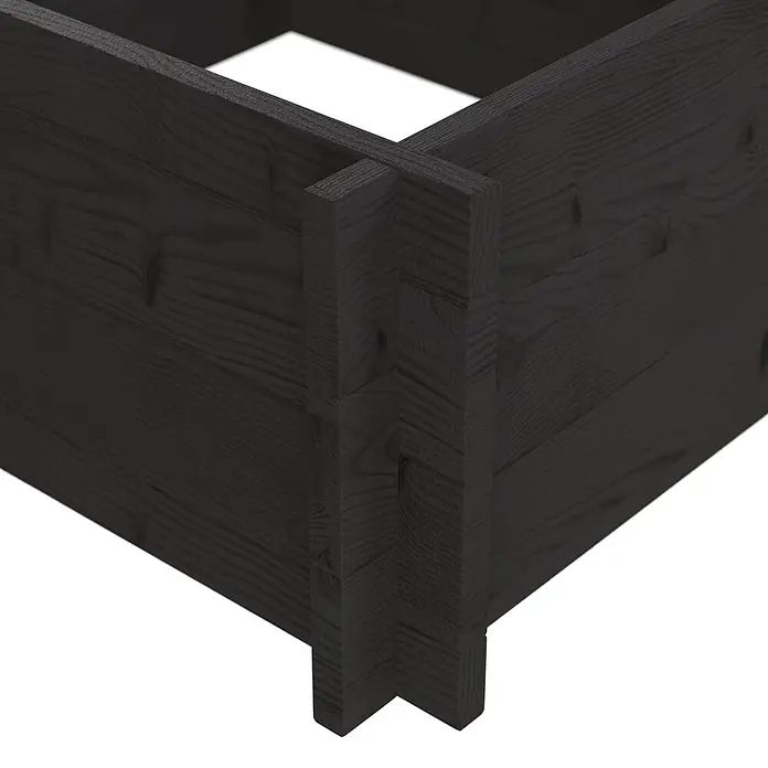 Upyard Hochbeet Multibox - L x B x H: 59 x 59 x 29,5 cm, Holz, Schwarz - Dunkler, anthrazitfarbener Holzrahmen mit ausgeprägter Maserung und verzahnten Eckverbindungen.