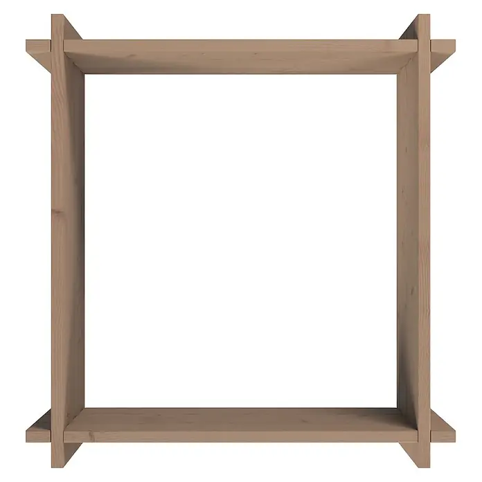 Upyard Hochbeet Multibox - L x B x H: 59 x 59 x 29,5 cm, Holz, Braun - Hellbraunes quadratisches Holzregal/Rahmen mit ineinandergreifenden Verbindungen.