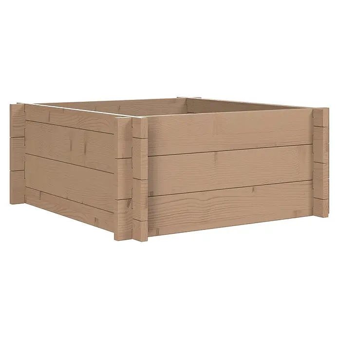 Upyard Hochbeet Multibox - L x B x H: 59 x 59 x 29,5 cm, Holz, Braun - Helle hölzerne Pflanzkiste mit ineinandergreifenden Brettern.