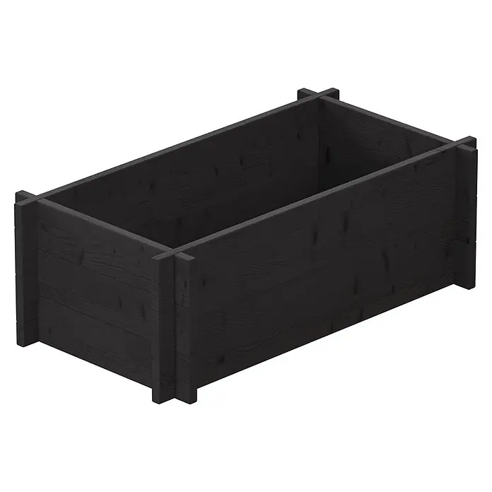 Upyard Hochbeet Multibox - L x B x H: 79 x 39,5 x 29,5 cm, Holz, Schwarz - Dunkelgrauer rechteckiger Pflanzkasten aus Holz mit verstärkten Ecken.