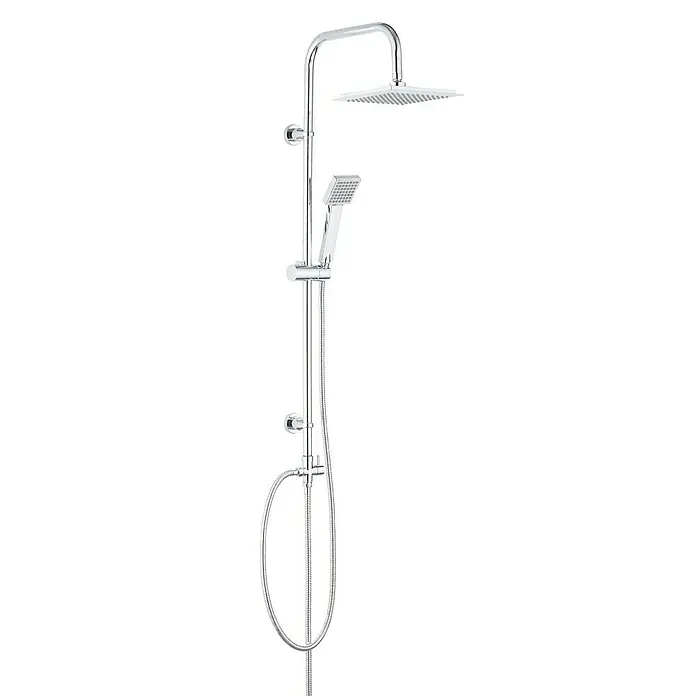 Sistema de ducha Eris - Con selector, Número de tipos de chorro: 1 ud., Cromo - Sistema de ducha moderno con rociador superior y de mano en acabado cromado para una ducha confortable.