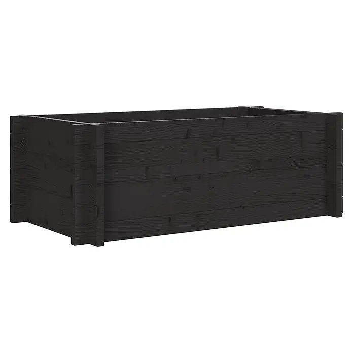 Upyard Hochbeet Multibox - L x B x H: 79 x 39,5 x 29,5 cm, Holz, Schwarz - Dunkelgraues Holz-Pflanzgefäß mit sichtbarer Holzmaserung.