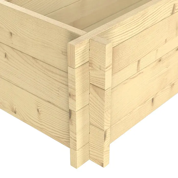 Upyard Hochbeet Multibox - L x B x H: 79 x 39,5 x 29,5 cm, Holz, Natur - Eckstück eines hellen Hochbeets aus Naturholz mit verzahnten Holzverbindungen.