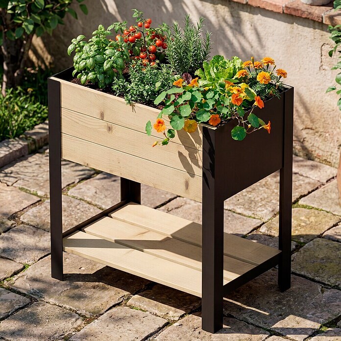 Upyard Huerto Modernbox alto (58 x 36 x 72 cm, Madera, Natural) | BAUHAUS