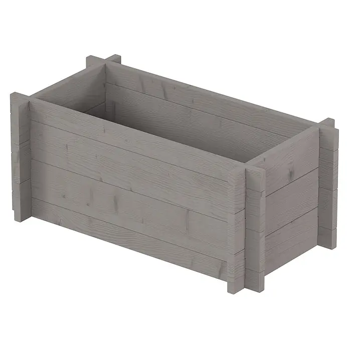 Upyard Hochbeet Multibox - L x B x H: 59 x 29,5 x 29,5 cm, Holz, Grau - Leerer grauer rechteckiger Blumenkasten aus Holz mit sichtbarer Holzmaserung.