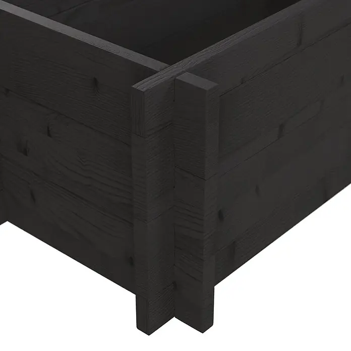 Upyard Hochbeet Multibox - L x B x H: 59 x 29,5 x 29,5 cm, Holz, Schwarz - Dunkelgraues Holz-Hochbeetrahmen mit sichtbarer Maserung, zeigt Eckverbindung.