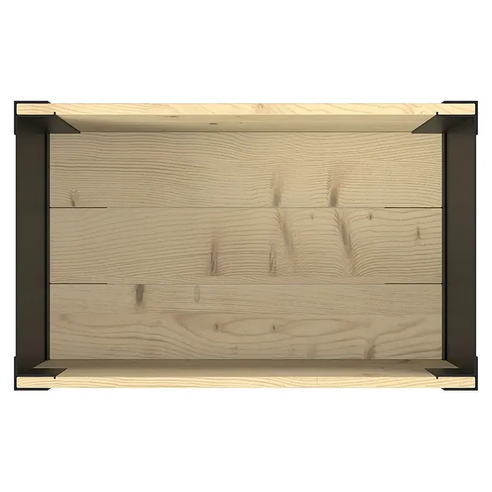 Upyard Hochbeet Modernbox hoch - 58 x 36 x 72 cm, Holz, Natur/Schwarz - Holzkiste mit hellen Naturholzbrettern und dunklen Metalleckhalterungen.