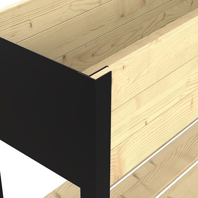 Upyard Hochbeet Modernbox hoch (118 x 36 x 72 cm, Holz, Natur/Schwarz) | BAUHAUS