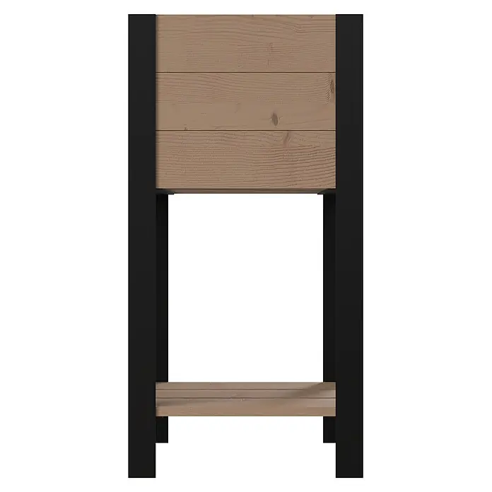 Upyard Hochbeet Modernbox hoch - 36 x 36 x 72 cm, Holz, Braun/Schwarz - Hochbeet aus hellbraunen Holzbrettern und schwarzem Metallrahmen, mit unterer Ablage.